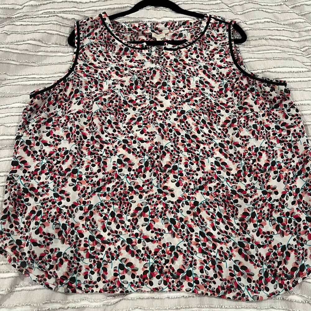 Talbots white, black, pink sleeveless top